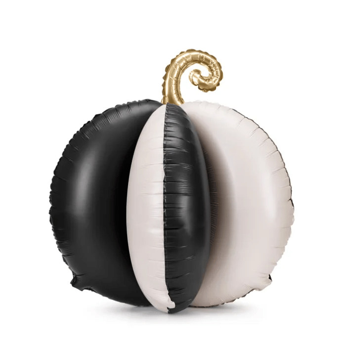 Stående Græskar Folieballon i Sort og Hvid - 58x58 cm