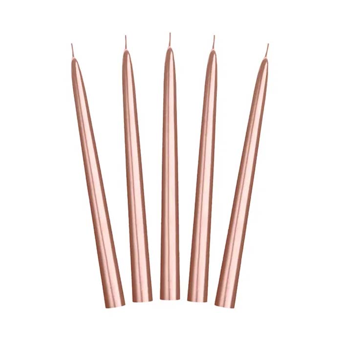 Stagelys i Metallic Rose Gold - 10 stk. 24 cm