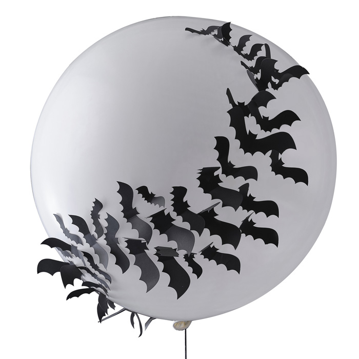 Stor Hvid Flagermus Ballon til Halloween Fest