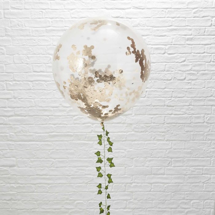 Store Balloner med Rose Gold Konfetti - Festlige Deko 3x90 cm