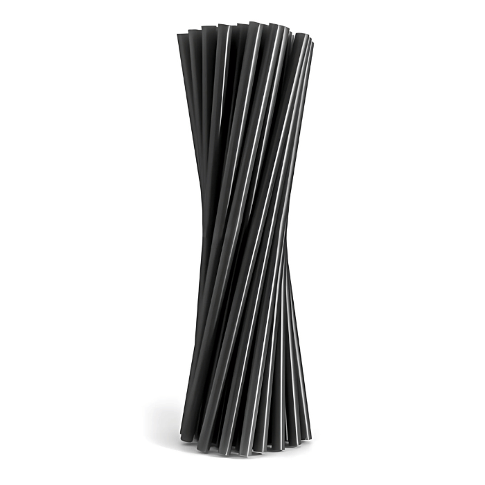 Sort Flergangssugerør 200x6mm - 50 stk.