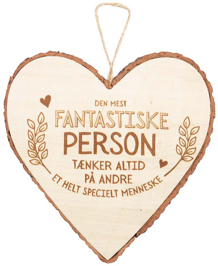 Træhjerte "Fantastiske Person" – Unik gaveidé til kære