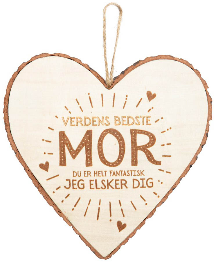 Træhjerte til Mor - "Verdens Bedste Mor" Gaveidé
