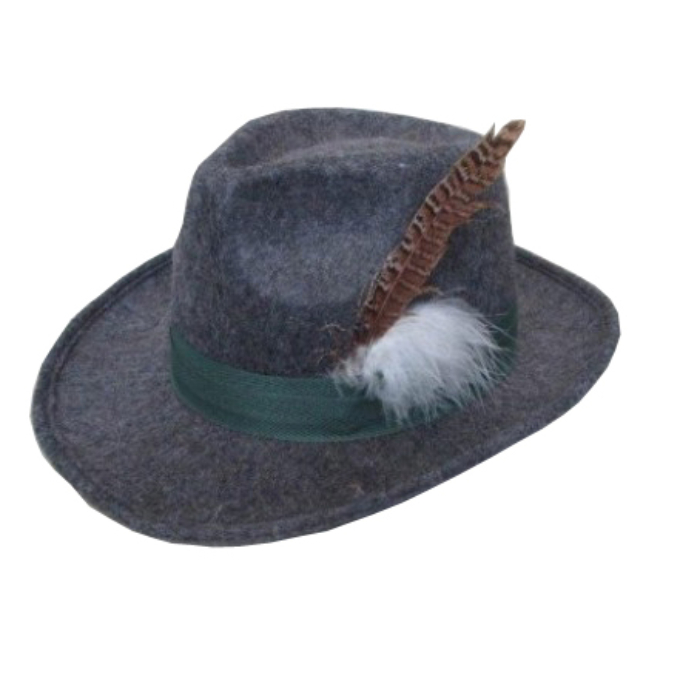 Tyrolerhat til Oktoberfest - Grå Deluxe Unisex