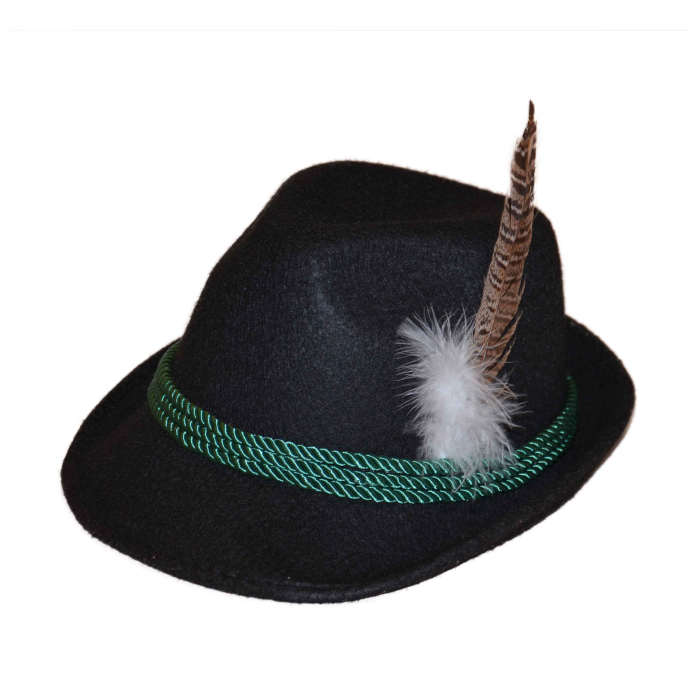 Tyrolerhat til Oktoberfest - Sort Unisex One-Size