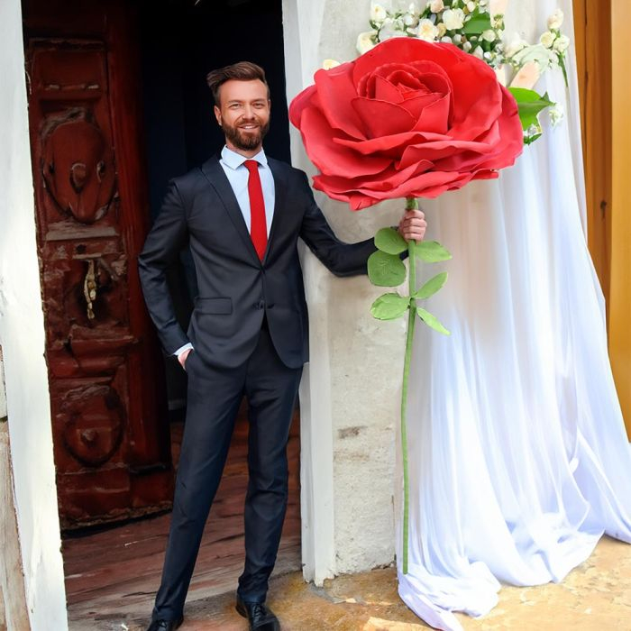 XXL Rød Rose 160 cm - Gør Et Stort Indtryk!