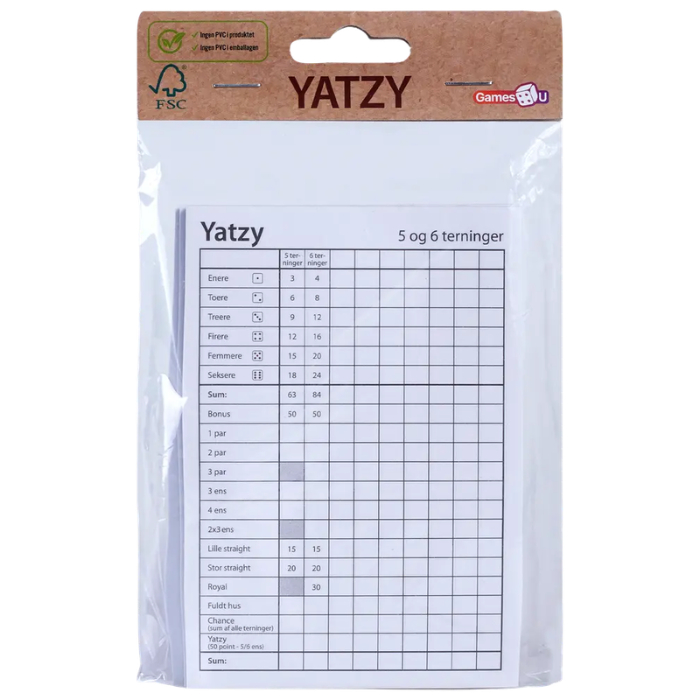 Yatzy Blokke   Pak       Terninger