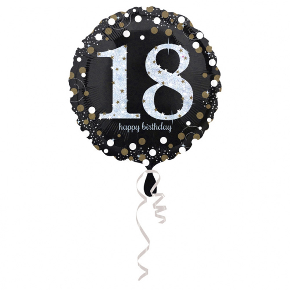 Sølv 18-års Fødselsdagsballon med Glitter til Festen