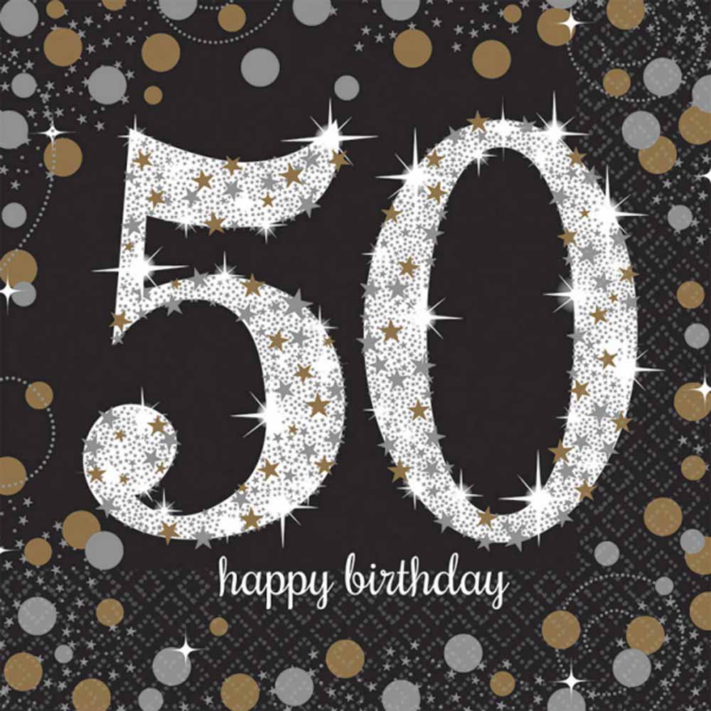 Sølv Servietter til 50 Års Fødselsdag – 16 Stk Festpynt