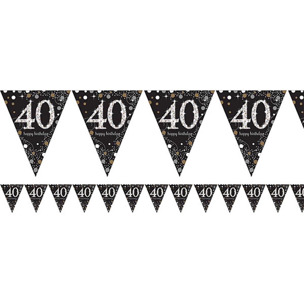Holografisk Sølv Banner til 40 Års Fødselsdag - 4 Meter