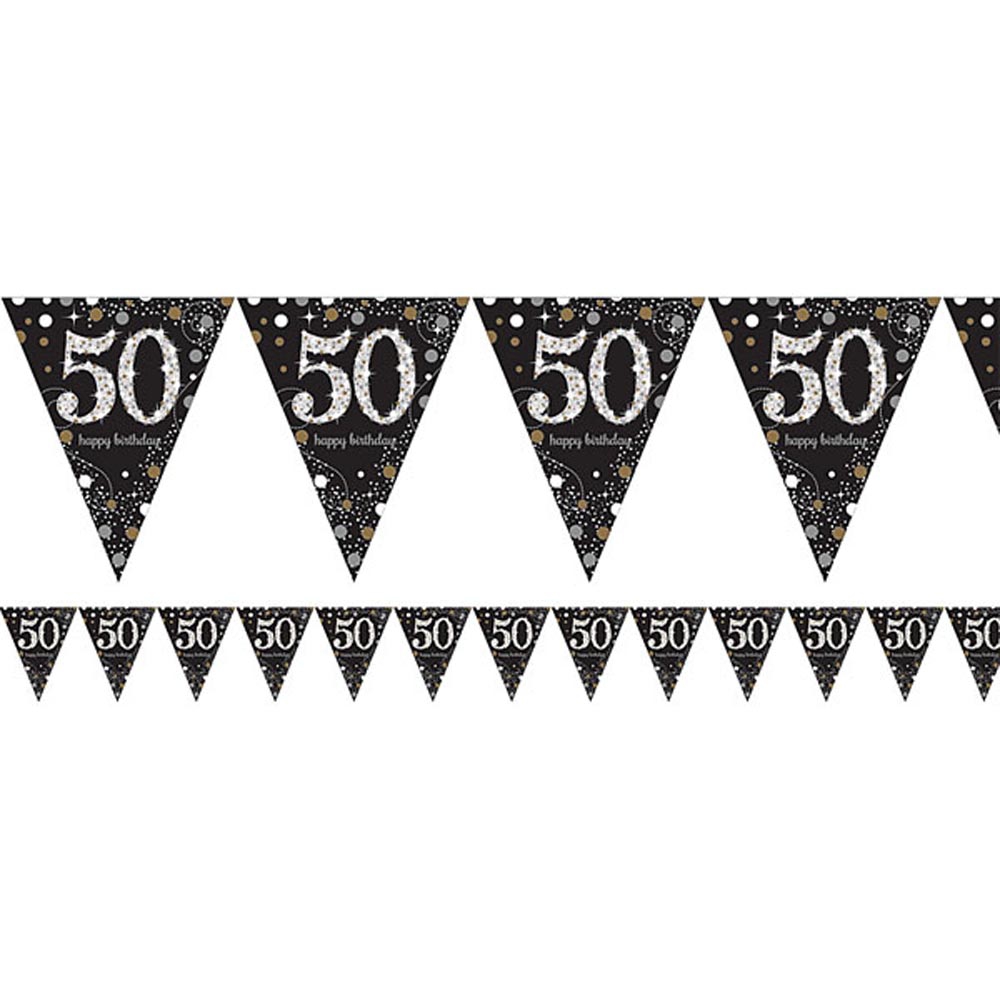 Holografisk Sølv Banner til 50-års Fødselsdag – Festpynt
