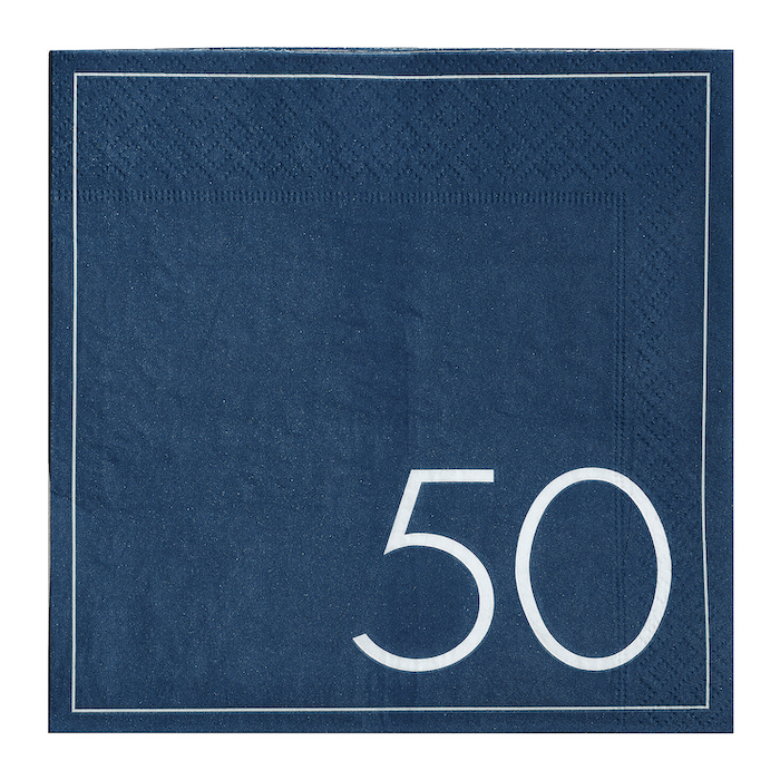 50 års Fødselsdagsservietter - Blå, 16 stk.