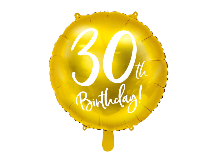 30 års Fødselsdagsballon i Guld - Festlig Dekoration