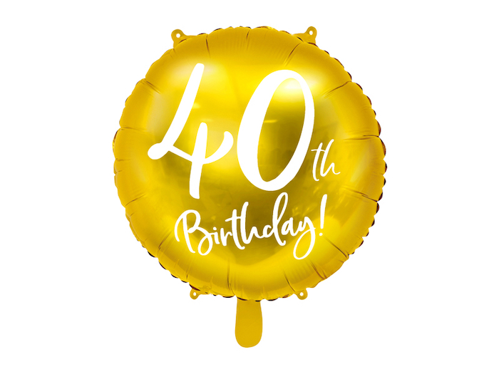 40-års Fødselsdagsballon i Guld - Festlig Dekoration