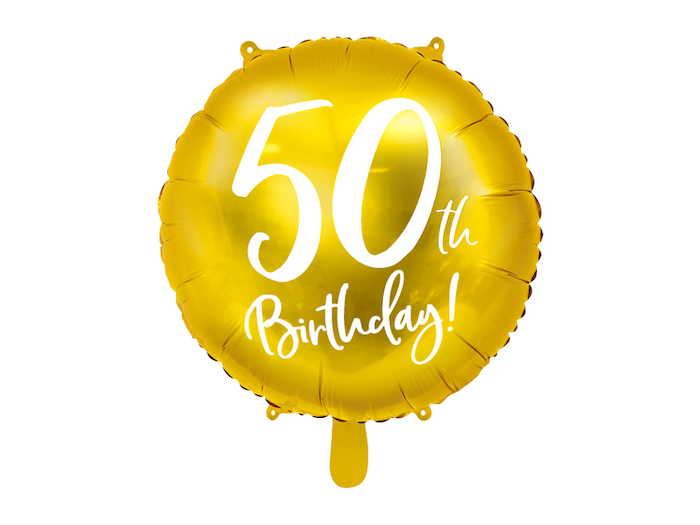 50 års Fødselsdagsballon i Guld - Festlig Dekoration