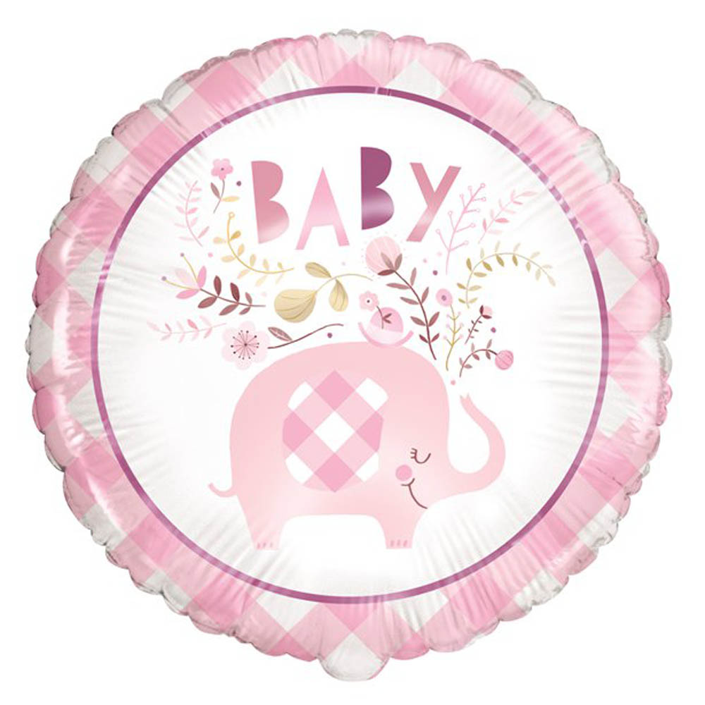 Lyserød Elefant Folieballon til Baby Shower Fest