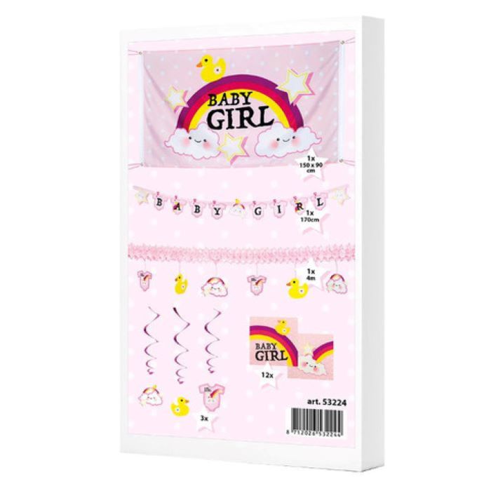Babyshower Dekorationspakke til Pige - 18 Dele