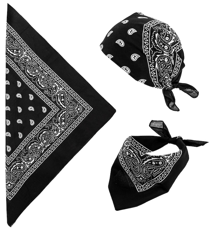 Sort Bandana med Hvidt Mønster - 55x55 cm