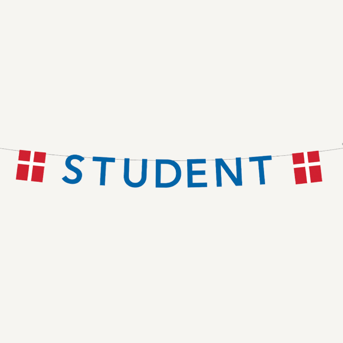 Blå Guirlande til Studenterfest med Flag