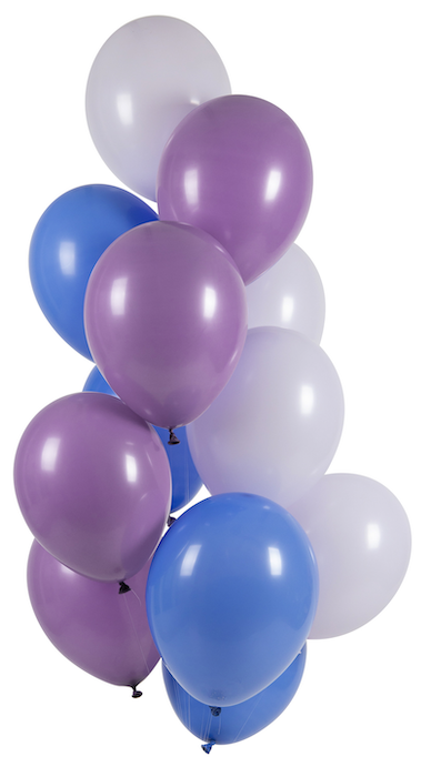 Blåbær Farvemix Ballonbukket til Fest 12x 33 cm