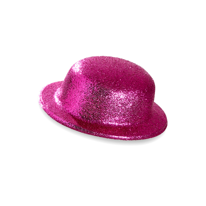 Pink Glitter Bowlerhat - Glamour til Festen!