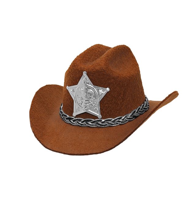 Brun Mini Sherif Cowboy Hat til Temafest - Spar nu!