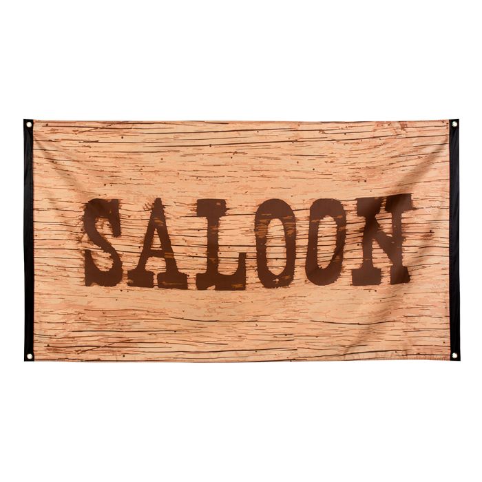 Brunt Cowboy Saloon Banner til Fest - 150x90 cm