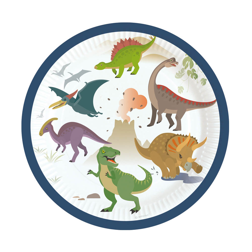 Dinosaur Kagetallerkner – Farverige Pap Tallerkner til Fest