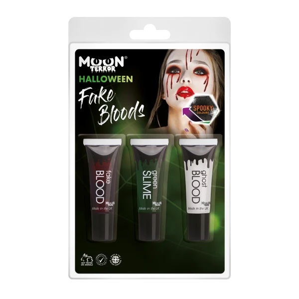 Falsk Blod og Slim Makeup Sæt - 3 x 10 ml