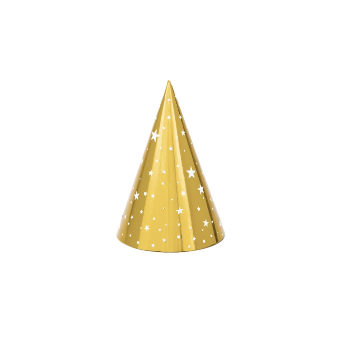 Guld Festhatte med Stjerner - 6 stk. til Festen