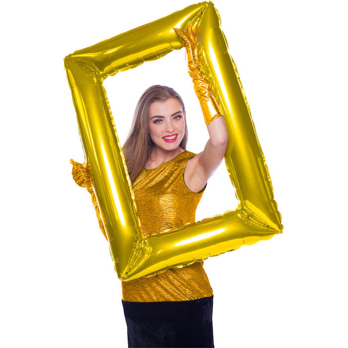 Folieballon Fotoramme i Guld - Perfekt til Festen!