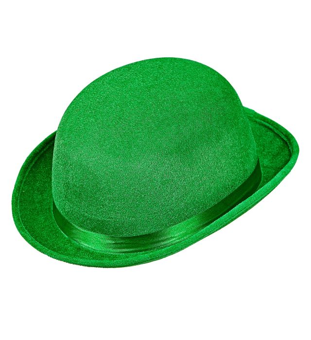 Grøn St. Patricks Day Bowler Hat med Bånd - Festhat!