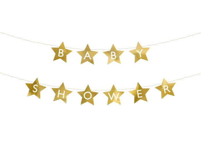 Guld Stjerne Guirlande til Babyshower - 290x16,5 cm