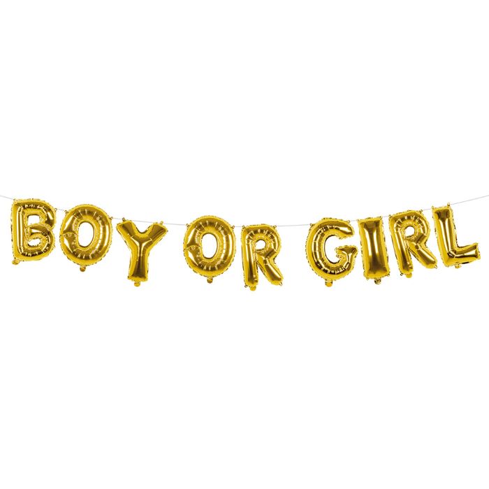 Guld Folie Ballon Guirlande med Boy eller Girl Skrift