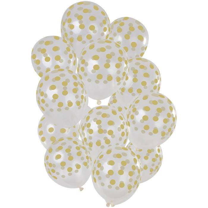 Guld Prikkede Gennemsigtige Balloner 15x30 cm - Festtilbud!