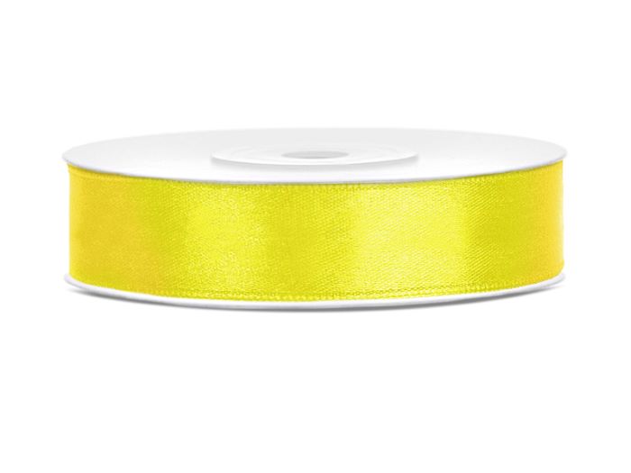 Gult Satinbånd 12 mm x 25 m til Festpynt