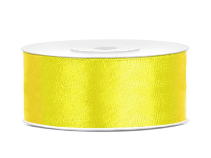 Gult Satinbånd 25 mm x 25 m til Festpynt