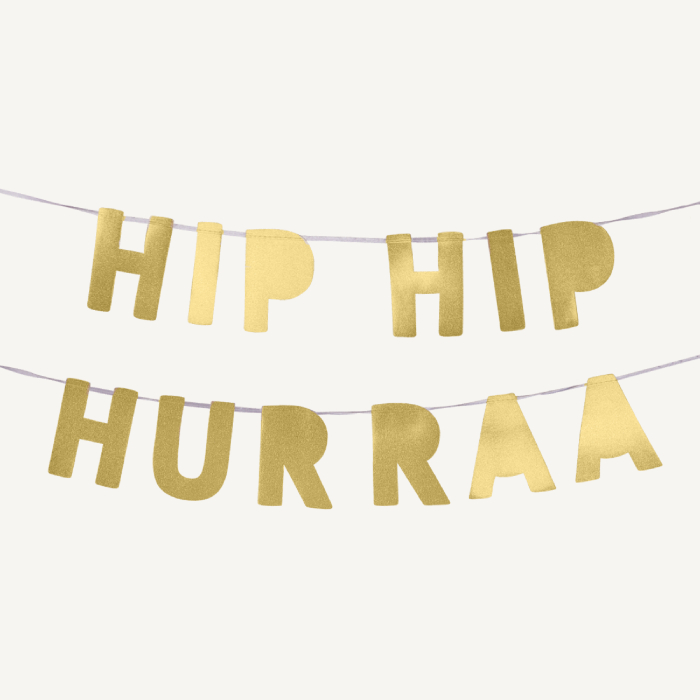 Guld Guirlande til Fødselsdag - Hip Hip Hurra!