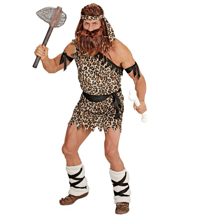 Fløjl Hulemand Kostume - 7 Dele til Temafest