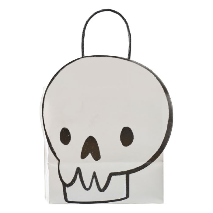 Hvid Halloween Kranie Papirspose - Perfekt til Festen!