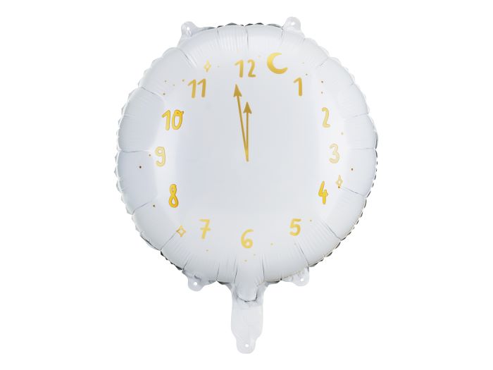 Hvid Rund   Folieballon Med Guld Visere   Tal 45