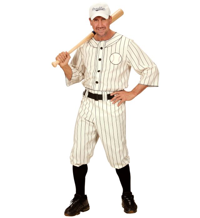 Hvidt Baseball Spiller Kostume til Mænd - Fantastisk Tilbud!