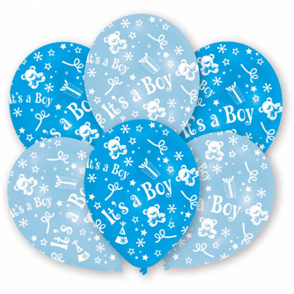 Lyseblå baby shower balloner – 6 stk. festballoner!