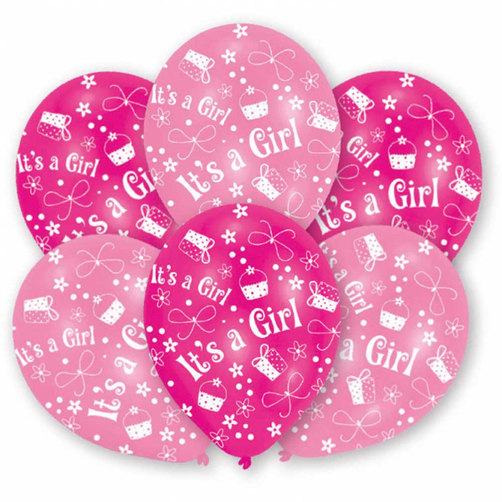 Lyserøde Balloner til Baby Shower - 6 stk. Festlig Dekoration