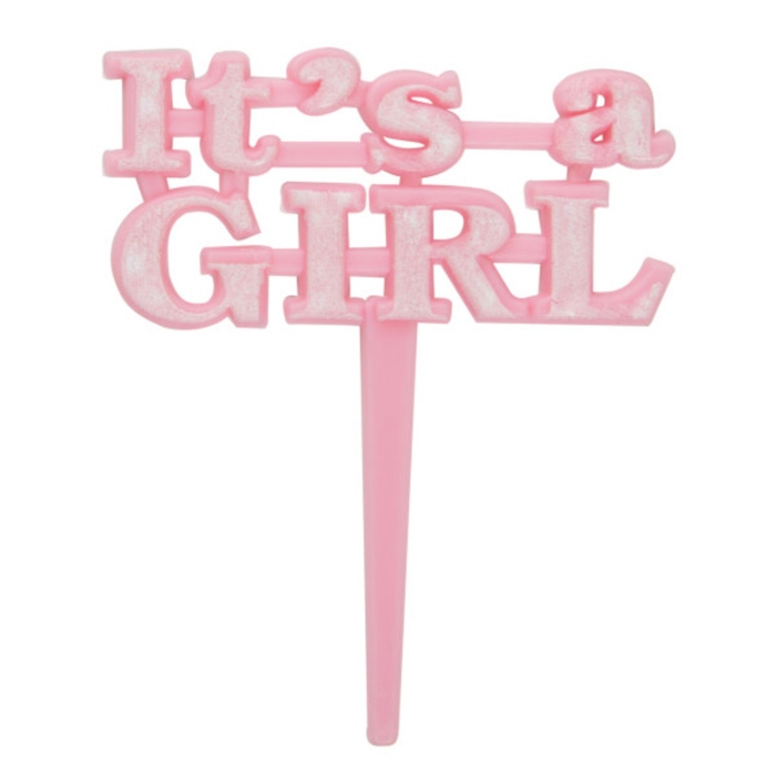 Kagedekoration "It's A Girl" i Pink til Babyshower