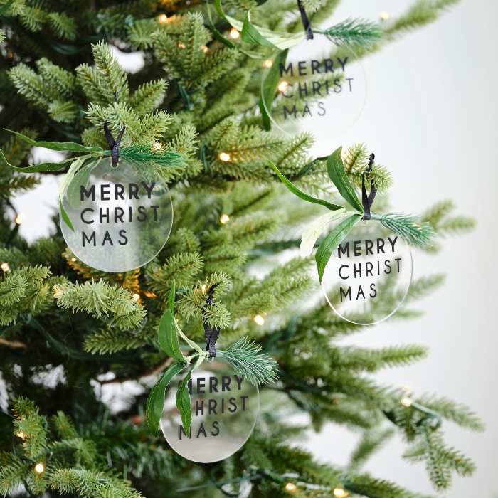 Juletræspynt - Merry Christmas 4 stk. til dekoration