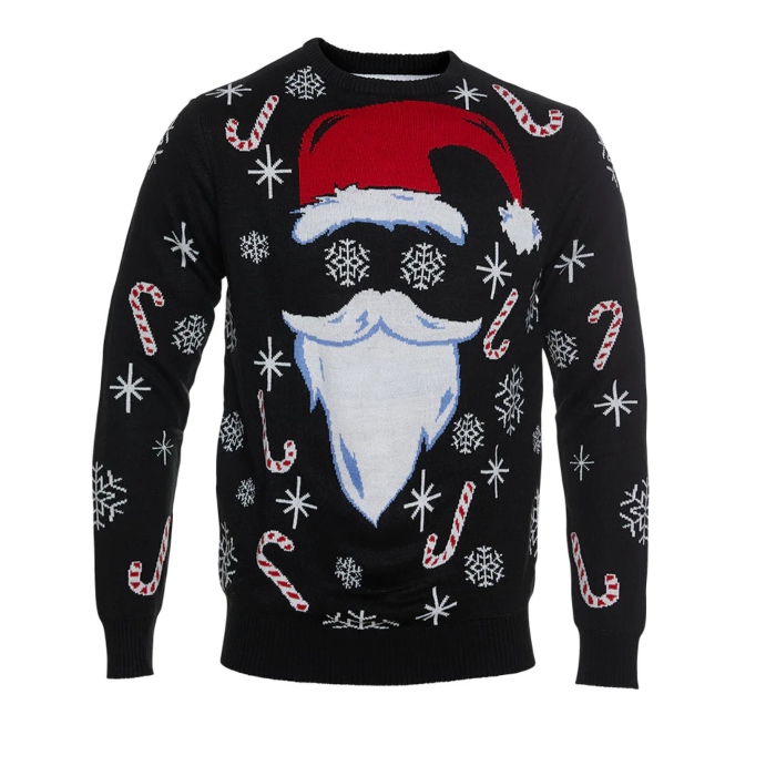 Julesweater med Julemand i Sort - Fantastisk Tilbud!
