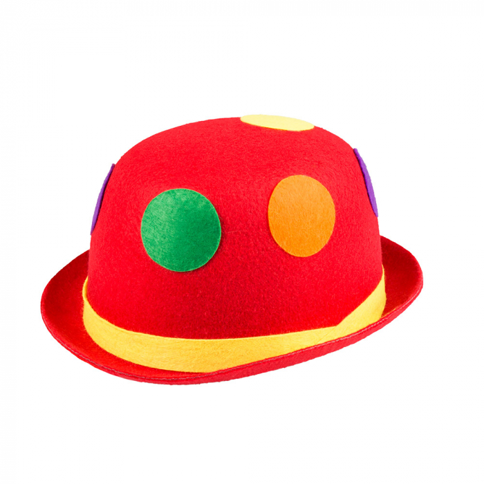 Rød Klovne Bowler Hat - Perfekt til festlige anledninger!