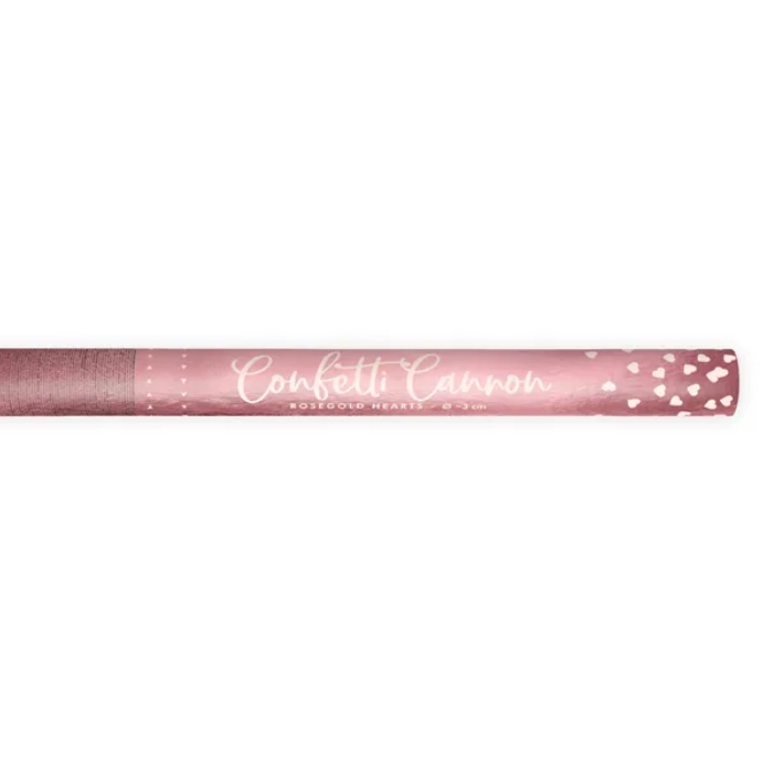 Konfettirør med Hjerter i Rosaguld - 60 cm Festtilbehør