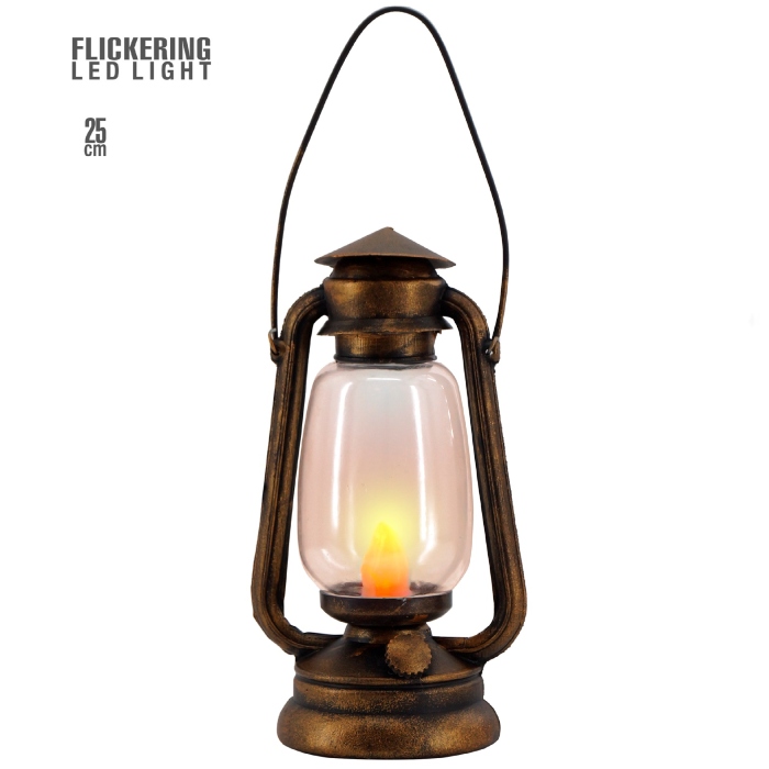 LED Lanterne 25 cm - Brun Tilbud!
